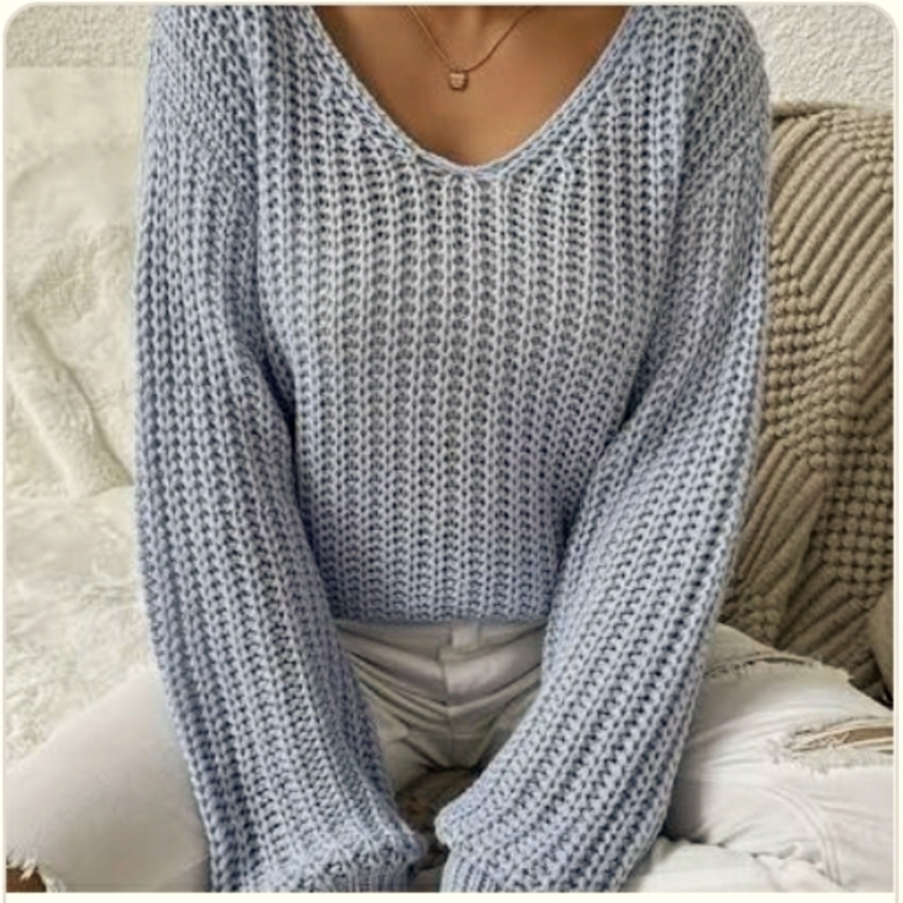Forever 21 Womens Mint Green Long Sleeve Loose Cable Knit Soft Sweater Sz M - Picture 16 of 16
